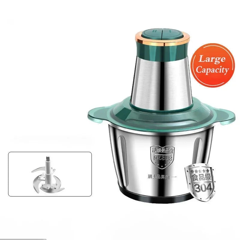 2L Stainless Steel Electric Chopper Meat Grinder Mincer Vegetable Chopper Meat Slicer Machine Household Grinder Food Processor