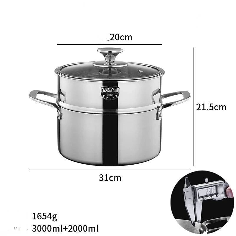 316 stainless steel steamer Double layer soup pot Household thickened milk pot Kitchen utensils pots for cooking