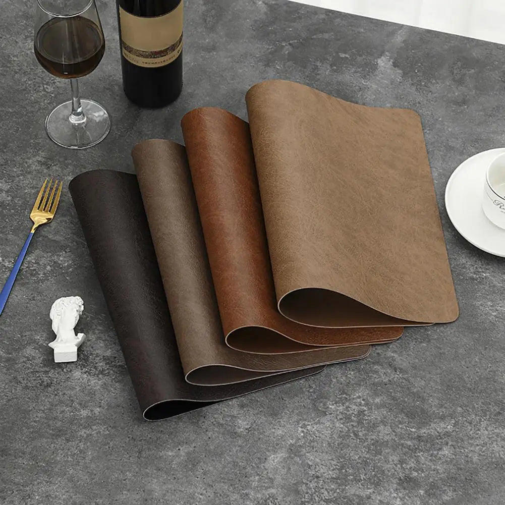 Light Luxury Solid Placemat Faux Leather High Elastic Soft Touch Easy to Clean Heat-Insulated Plate Bowl Pad Table Decoration