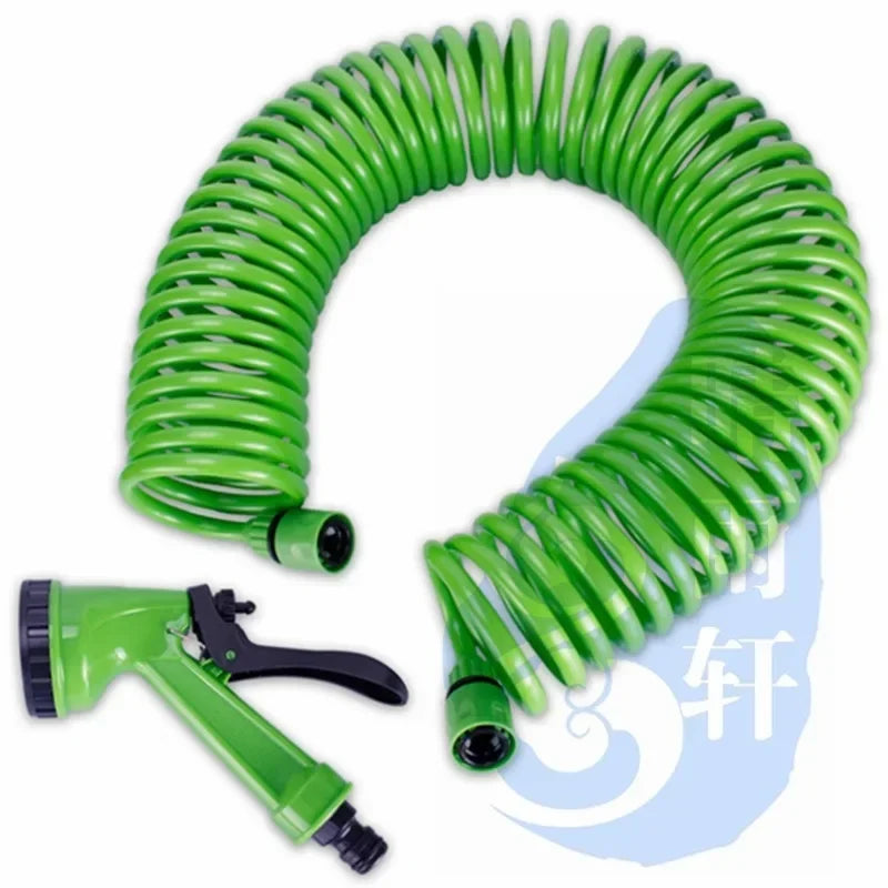 Garden Irrigation Water Hose Sprinkler Garden Hose with 8 Patterned Nozzles Car Cleaning Spring Pipe Plastic Hose