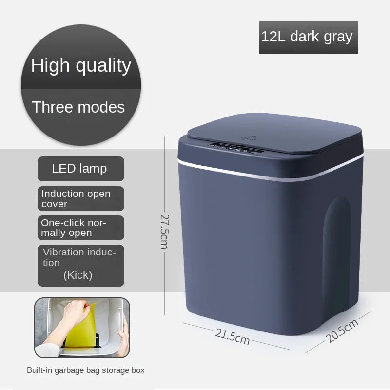 Smart Sensor Garbage Bin Kitchen Bathroom Toilet Trash Can Best Automatic Induction Waterproof Bin with Lid 12/14/16/18L