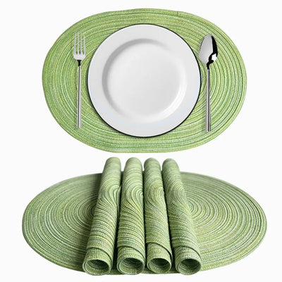 Oval Table Place Mats Pad Braided Non-slip Heat Insulation Placemat Kitchen Accessories Farmhouse Decor Bowl Dish Pad Mat