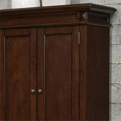 Traditional 4 Shelves Wood Kitchen Pantry in Brown Cherry