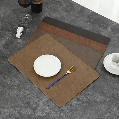 Light Luxury Solid Placemat Faux Leather High Elastic Soft Touch Easy to Clean Heat-Insulated Plate Bowl Pad Table Decoration