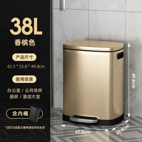 50 liter ultra large capacity stainless steel trash can, pedal style kitchen dedicated high-end household use